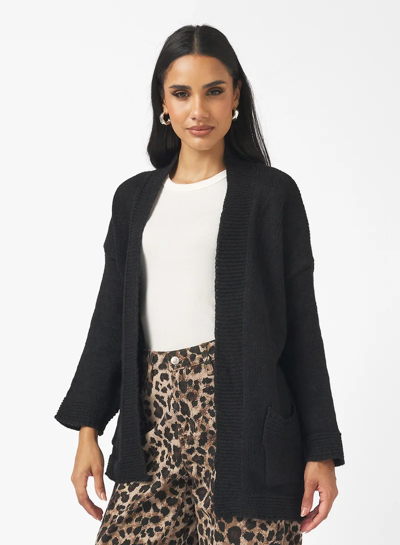جينجر Knitted Longline Cardigan with Pockets