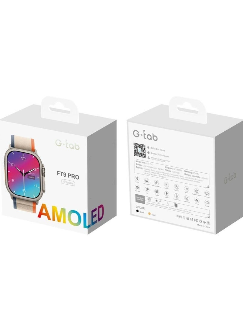 G-Tab FT9 Pro Smartwatch – 1.32" HD Full Touch Screen, Bluetooth Calling, Waterproof Fitness Tracker with Heart Rate, Sleep & SpO₂ Monitor, Multi-Sport Modes, Smart Notifications for Men & Women - Image 3