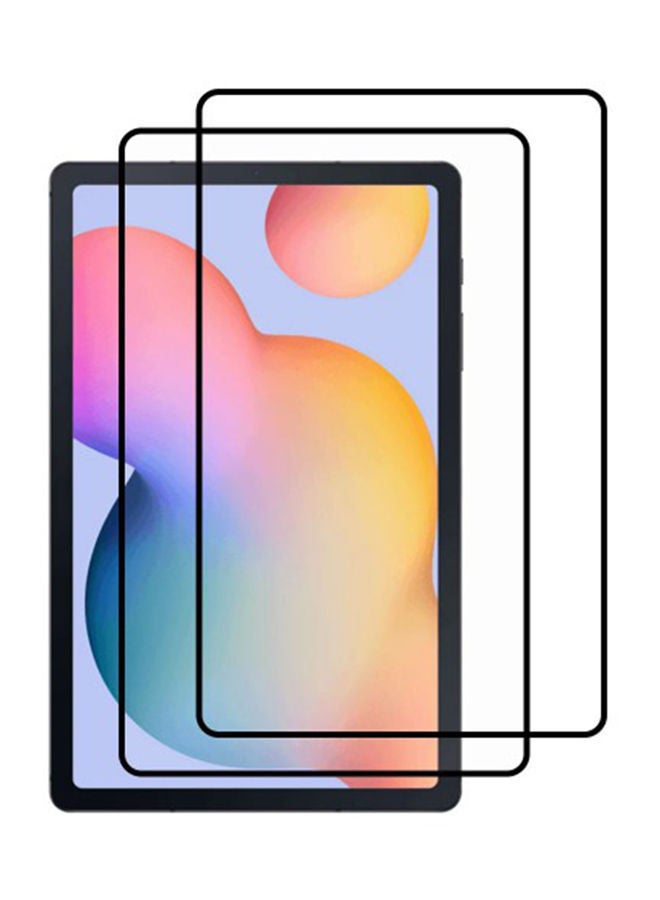 NIBEMINENT 2-Piece Tempered Glass Screen Protector For Samsung Galaxy Tab S6 Lite Clear/Black