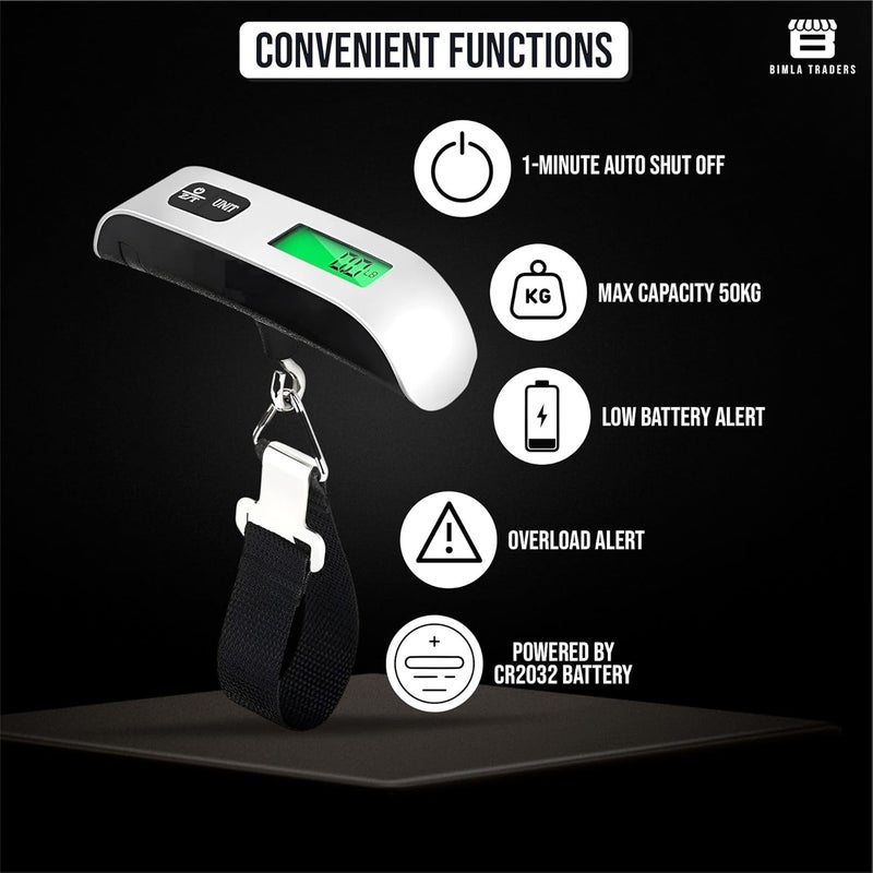 Btag Portable Electronic Luggage Weighing Scale | 50kg/110Lb Digital Handheld Travel Weight Scale with LED Display | Compact & Durable Suitcase/Baggage Weight Checker for Home– Pack of 1(JY-29) - Image 5