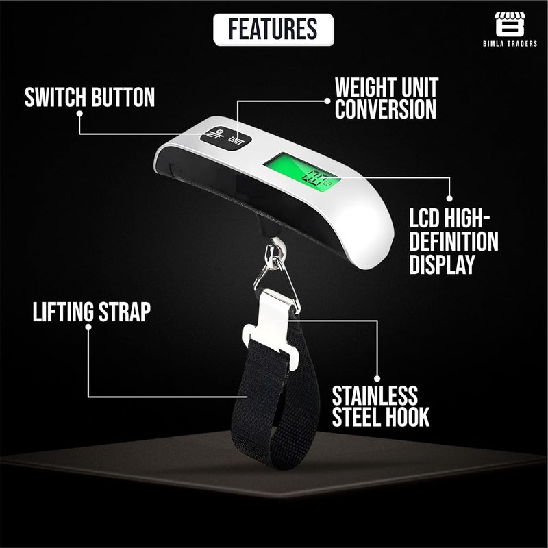 Btag Portable Electronic Luggage Weighing Scale | 50kg/110Lb Digital Handheld Travel Weight Scale with LED Display | Compact & Durable Suitcase/Baggage Weight Checker for Home– Pack of 1(JY-29) - Image 2