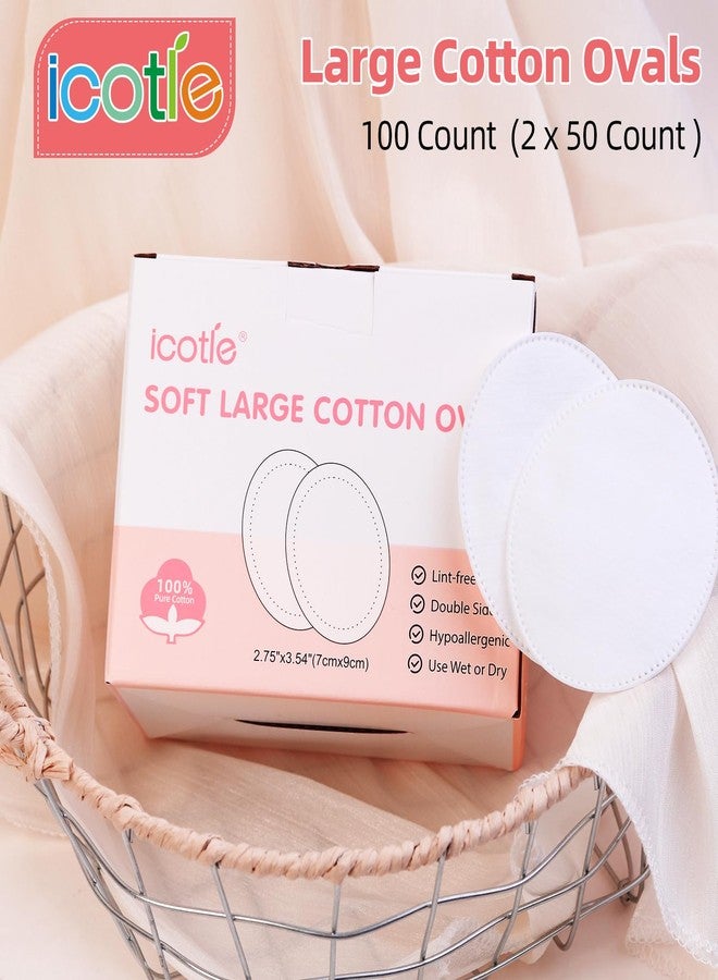 ICOTLE Oval Cotton Pads (100 Count) Ultra-Soft Cotton Ovals 100% Cotton Spunlace Purely Physical Technology, Large Makeup Remover Pads Facial Cotton Pads for Makeup Removal, Cleansing, Toner Application - Image 5