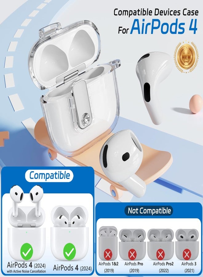 Ekoonpft Secure Lock Case for AirPods 4 Case and Airpods 4th with Active Noise Cancellation (2024) Anti-Yellow Clear Case Cover with Cleaning Kit/Keychain/Easy-Removal Tool - Image 2