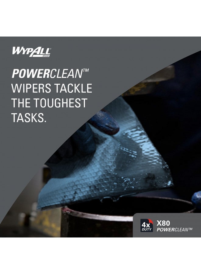 Kimberly-Clark WypAll Power Clean X80 Heavy Duty Cloths (41041), Brag Box, Blue, 1 Box with 160 Sheets - Image 4