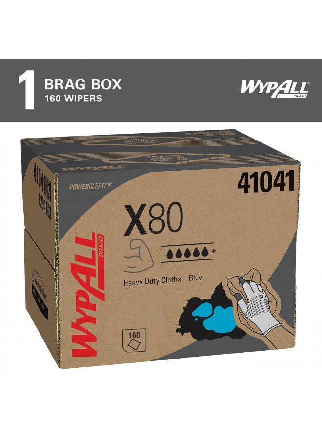 Kimberly-Clark WypAll Power Clean X80 Heavy Duty Cloths (41041), Brag Box, Blue, 1 Box with 160 Sheets - Image 2