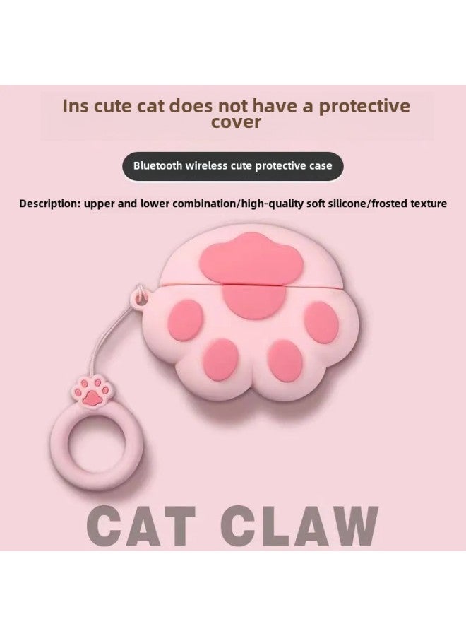 Koi Fish Headset Protective Cover For AirPodsPro2 4 Generation Apple 3 Generation Cartoon Cute Soft Shell Trendy-Color:Pink Cat Claw With Ring-Applicable Models:Airpods 4th Generation  - Image 1