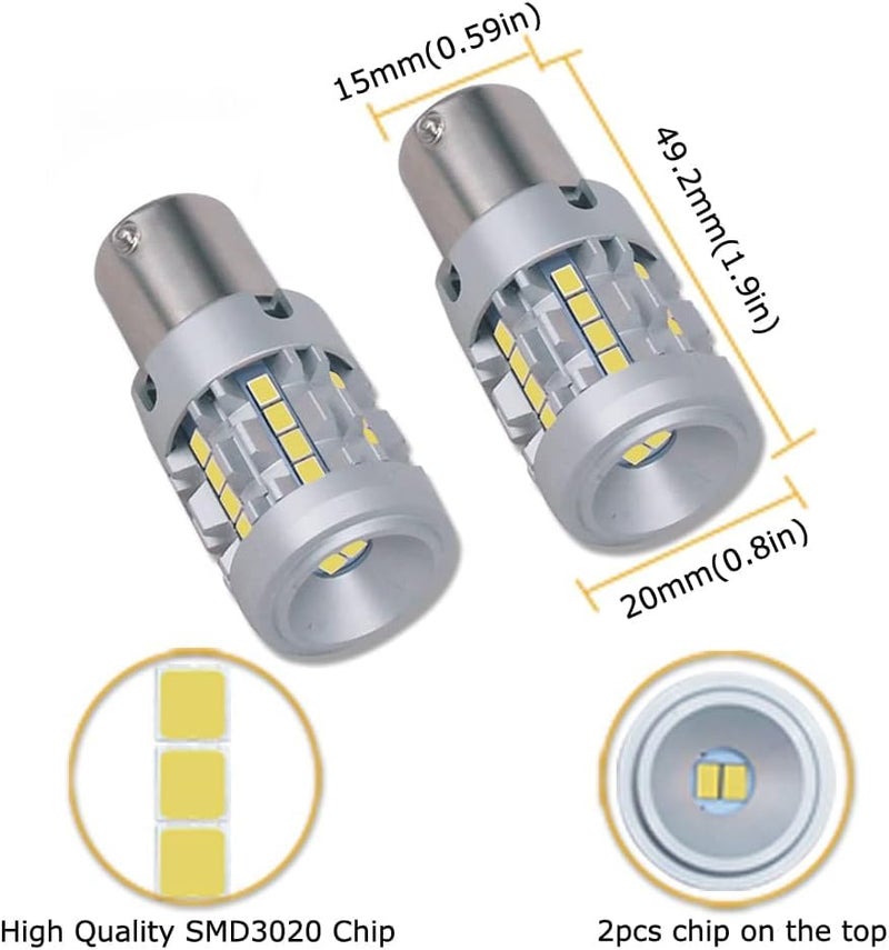 CLOUDSALE P21W BA15S 1156 LED Bulbs White 6000K Built in Resistor with 6000LM Extremely Bright for Car Side Marker, Brake, Revers, Backup Daytime Running Light (Pack of 2) - Image 2