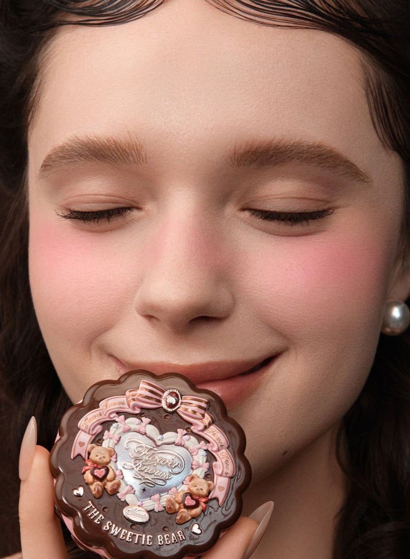 Flower Knows The Sweetie Bear Collection Silk Satin Blush 04 Berry Parfait – Strawberry Pink Soft Glow Cheek Color - Image 2