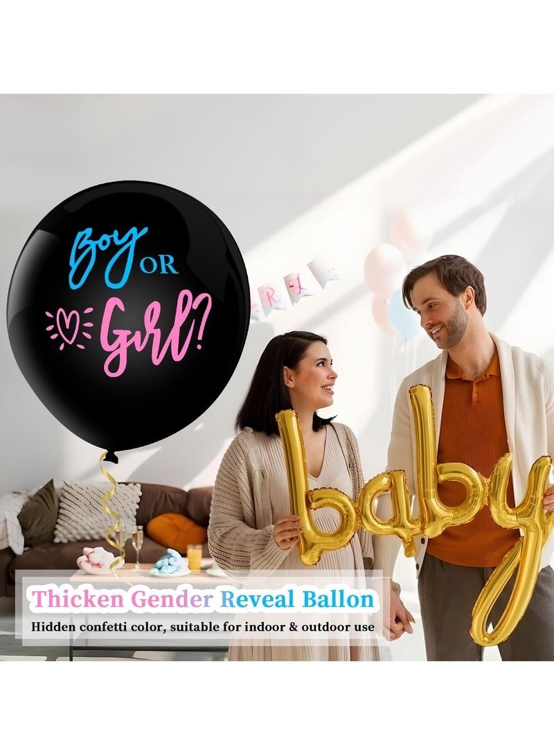 Thickened Gender Revealing Balloon, Pink and Blue Gender Revealing Confetti, 36 Inch Black Gender Revealing Balloon, Gender Revealing Party, Suitable for Photography and Video Recording - Image 5