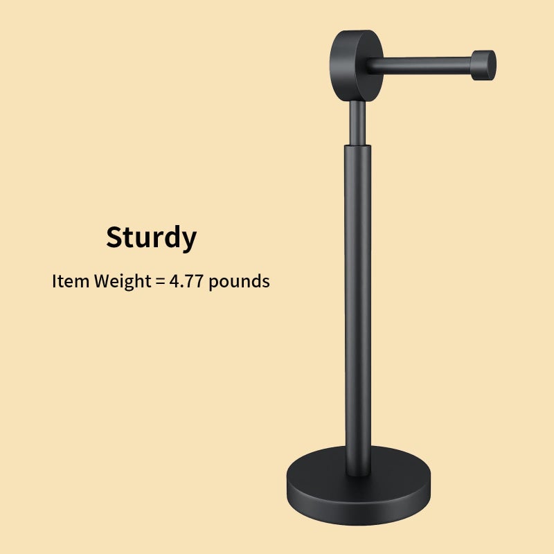 YUMORE Toilet Paper Holder Stand,Freestanding Bathroom Metal Black Matte Tissue Roll Holder for Modern Bathroom - Image 5
