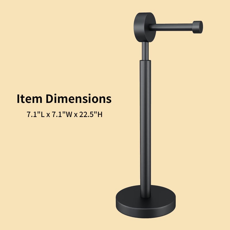 YUMORE Toilet Paper Holder Stand,Freestanding Bathroom Metal Black Matte Tissue Roll Holder for Modern Bathroom - Image 4