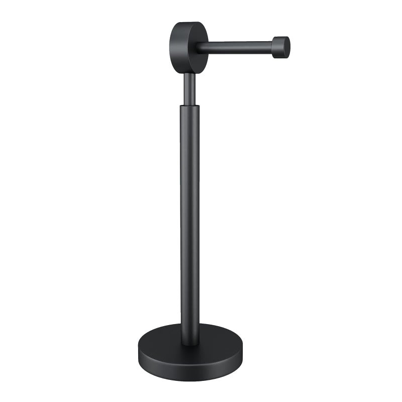 YUMORE Toilet Paper Holder Stand,Freestanding Bathroom Metal Black Matte Tissue Roll Holder for Modern Bathroom - Image 1