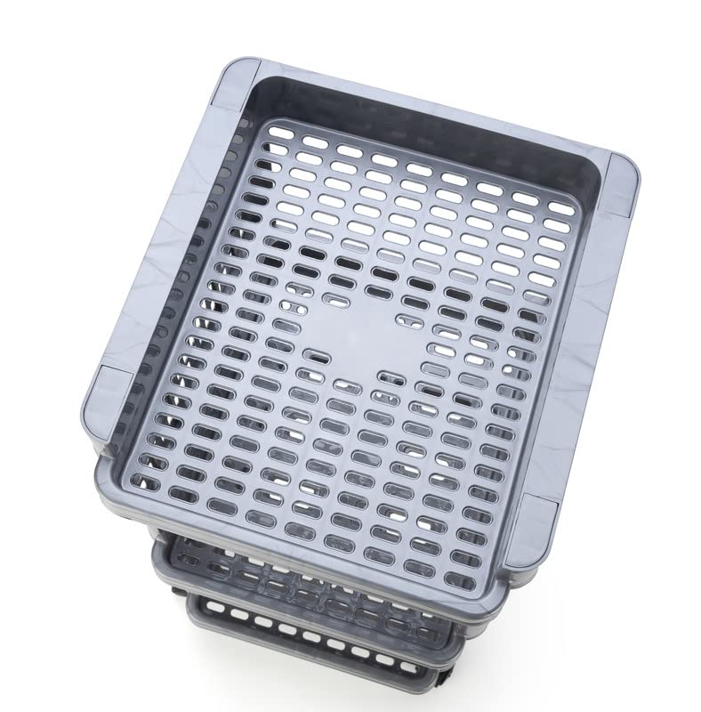 Finner Square 2 Layer Multipurpose Shelf Stand Basket Rack Trolley with Wheels for Kitchen Office Use EasytoMove Slide Out Stand Rack Basket Fruits Vegetables Basket StandGrey - Image 5