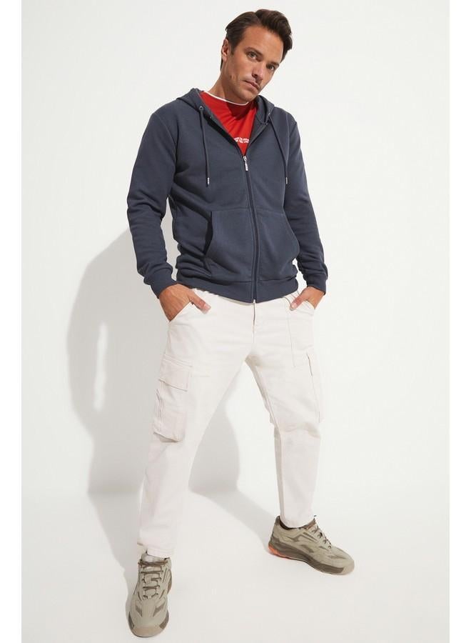 جون سويت شيرت رجالي بسحاب وجيوب تفصيلية لون أنثراسايت - Image 1