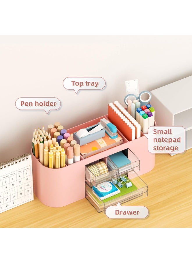Arabest Desk Organizer Pen Holder for Desk with 3 Drawers, Multi-Functional Pencil Holder, Desk Organizers and Accessories with 7 Compartments for Home, School, Classroom(Pink) - Image 5
