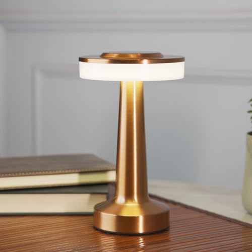 Chronos Dune Cordless LED Table Lamp (Rose Gold) - USB Rechargeable Portable Touch Control Dimmable 3 Light Color Tunable Table Lamp for Hotel, Cafe, Restaurant or Home for Bedside, Center or Dining - Image 2