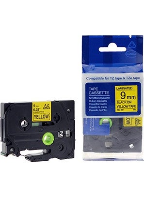Brother P-Touch Compatible Yellow Label 9 Mm Tze-Tape Aze621 