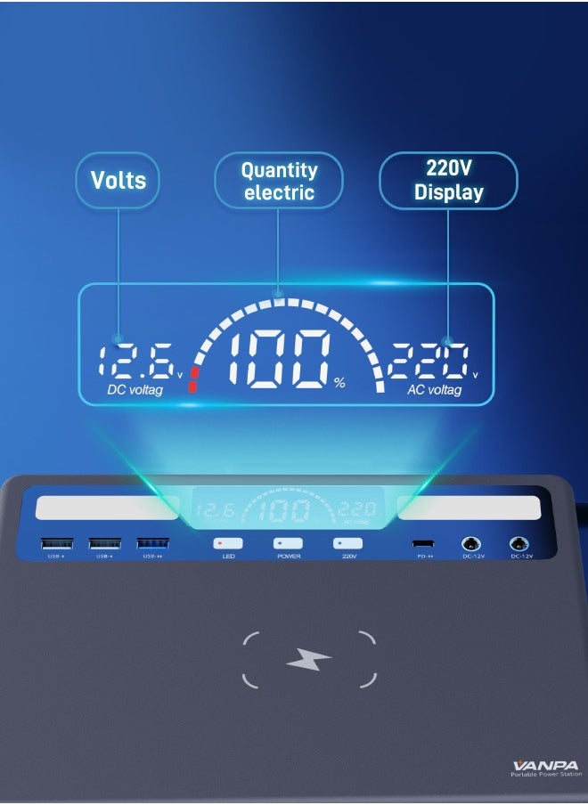 VANPA - 600W Portable Power Station Pure Sine Wave Lithium Battery AC 220v Output Backup Powerbank Solar Generator For camping - Image 1