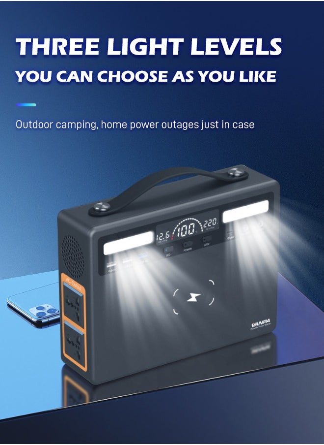 VANPA - 600W Portable Power Station Pure Sine Wave Lithium Battery AC 220v Output Backup Powerbank Solar Generator For camping - Image 1
