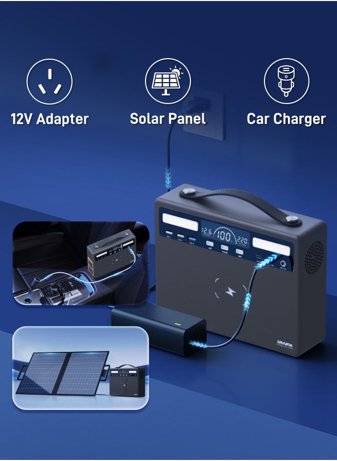 VANPA - 600W Portable Power Station Pure Sine Wave Lithium Battery AC 220v Output Backup Powerbank Solar Generator For camping - Image 1