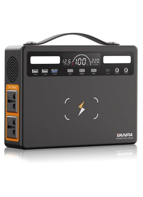 600W Portable Power Station Pure Sine Wave Lithium Battery AC 220V Output Backup Powerbank Solar Generator For camping