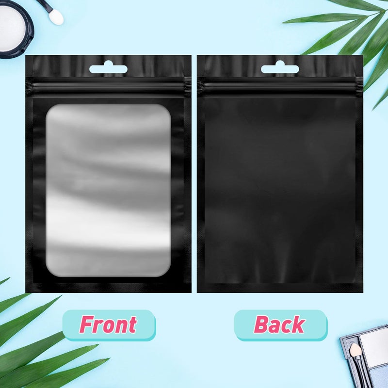 Funfery 300 Pack Smell Proof Resealable Bags for Food Storage,Mylar Clear Bags 4x6 Black Packaging Bag- Edibles,Odorless Scent Proof Bag for Cookies, Zip Foil Pouch for Small Business, trading card - Image 3