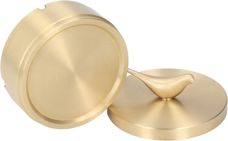 GLOGLOW Vintage Ashtray, Gold Ashtray Sturdy Durable Decorative Brass for Office (L) - Image 1