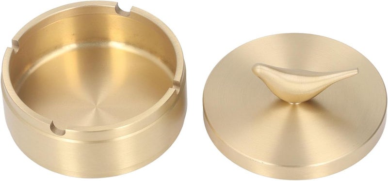 GLOGLOW Vintage Ashtray, Gold Ashtray Sturdy Durable Decorative Brass for Office (L) - Image 5