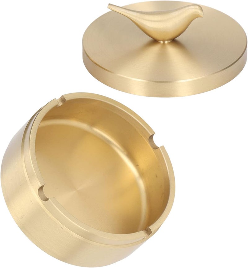 GLOGLOW Vintage Ashtray, Gold Ashtray Sturdy Durable Decorative Brass for Office (L) - Image 4