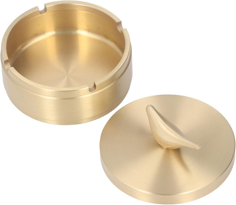 GLOGLOW Vintage Ashtray, Gold Ashtray Sturdy Durable Decorative Brass for Office (L) - Image 3