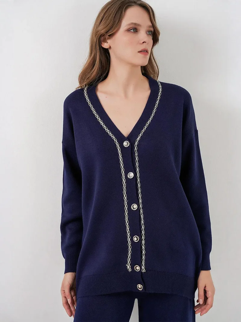 بيغ دارت BDART V-Neck Cardigan and Wide Leg Pants Set