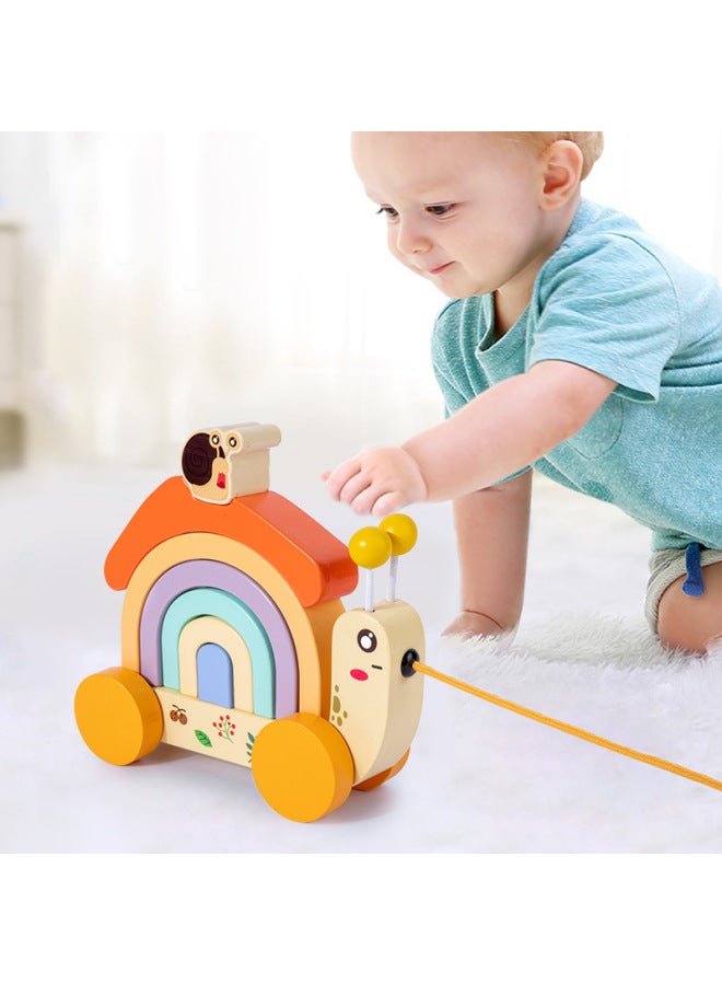 Children's Puzzle Early Education Color Cognition Rainbow Building Blocks Matching Toddler New Wooden Baby Toddler - Image 3