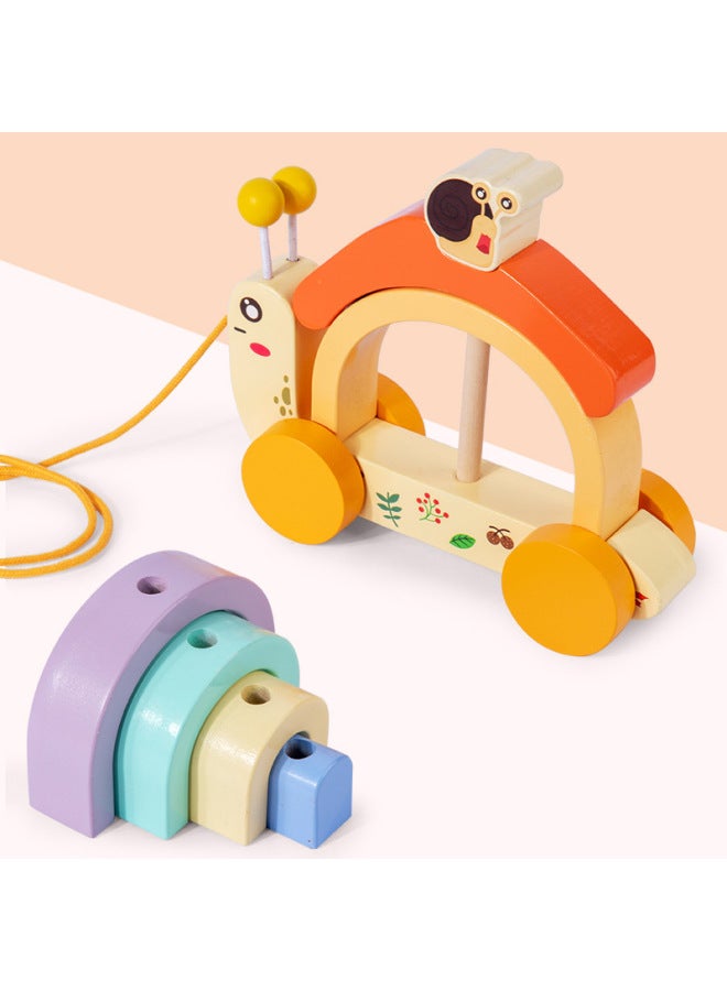 Children's Puzzle Early Education Color Cognition Rainbow Building Blocks Matching Toddler New Wooden Baby Toddler - Image 4