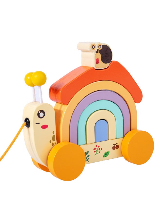 Children's Puzzle Early Education Color Cognition Rainbow Building Blocks Matching Toddler New Wooden Baby Toddler - Image 5