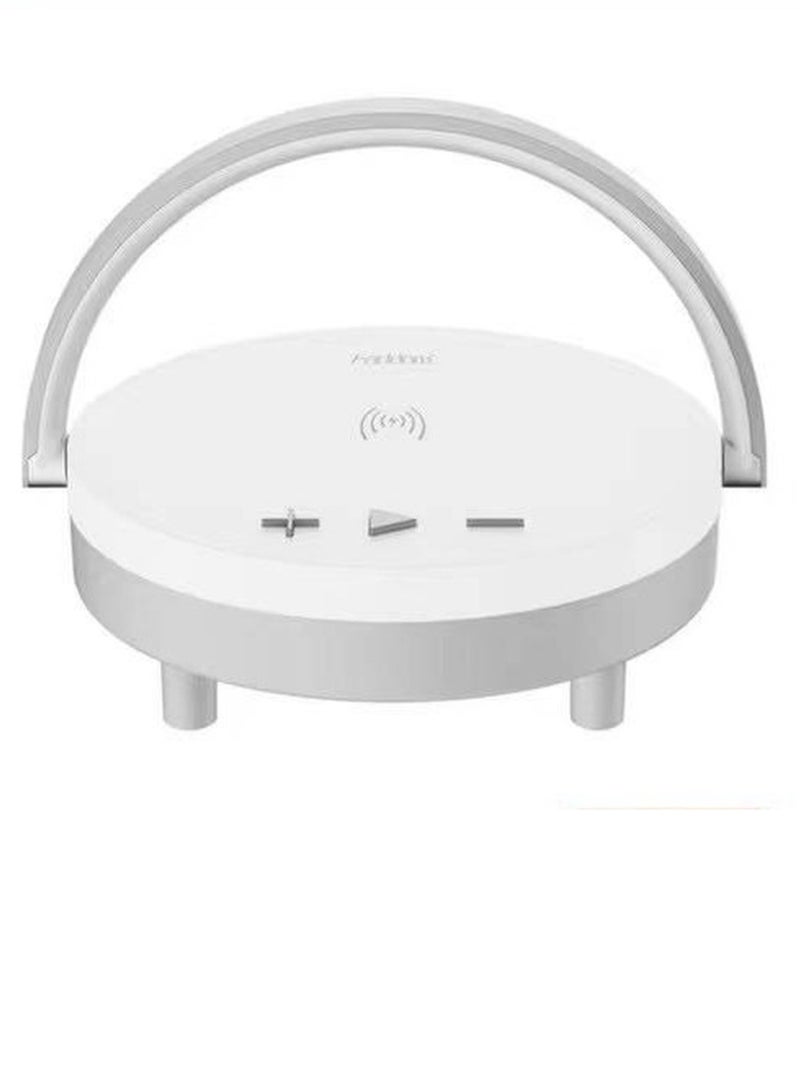 Earldom LED Night Light, Music Bedside Lamp with Wireless Charger, 4 in 1 Touch Lamp, Portable Bluetooth Speaker, Phone Holder, Dimmable Wireless Charging Lamp - Image 1