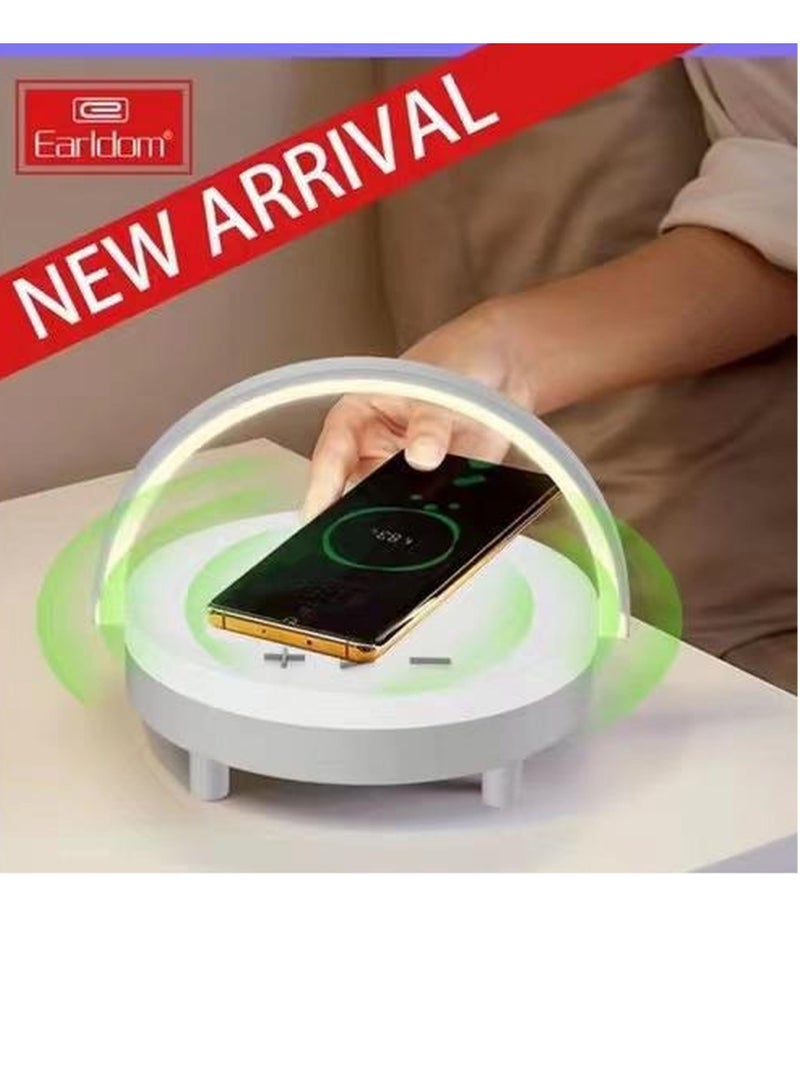 Earldom LED Night Light, Music Bedside Lamp with Wireless Charger, 4 in 1 Touch Lamp, Portable Bluetooth Speaker, Phone Holder, Dimmable Wireless Charging Lamp - Image 2