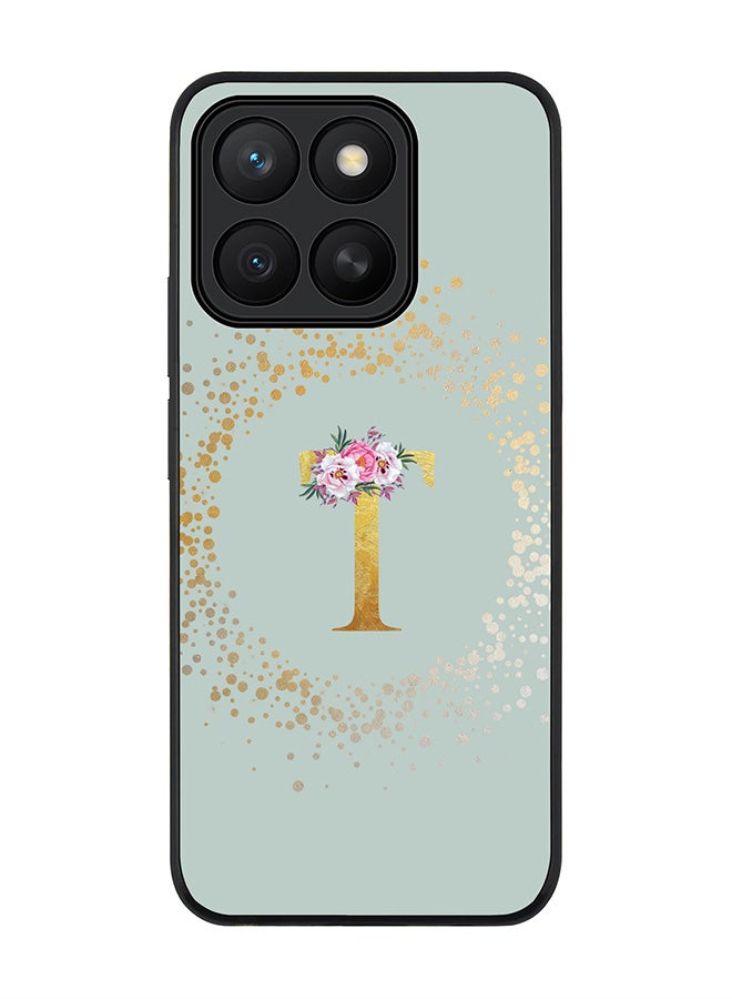 Stylizedd For Honor X8c Case,Slim fit Camera Protection, Shockproof Thin Phone cover  - Custom Monogram Floral - T  (Light Grey )