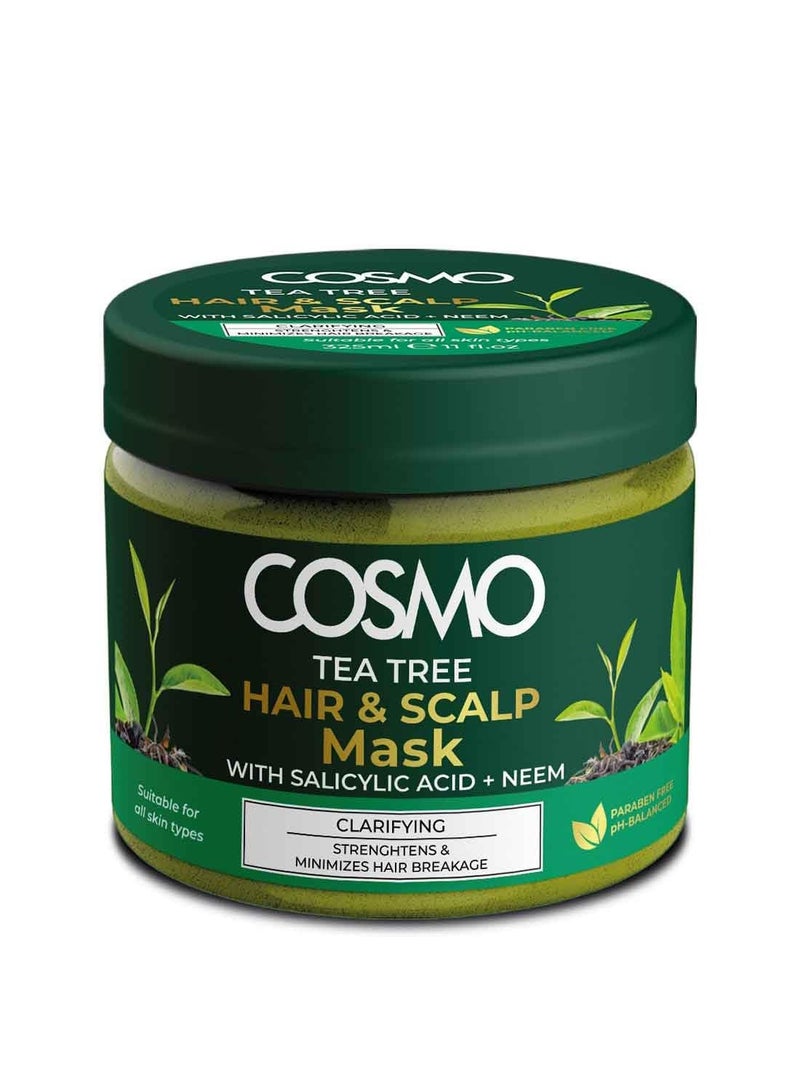 COSMO قناع الشعر وفروة الرأس من كوزمو كلاريفينغ بالشاي الأخضر 325 مل، خالي من البارابين، يقوي ويعزز كثافة الشعر بشكل ملحوظ، للاستخدام اليومي.