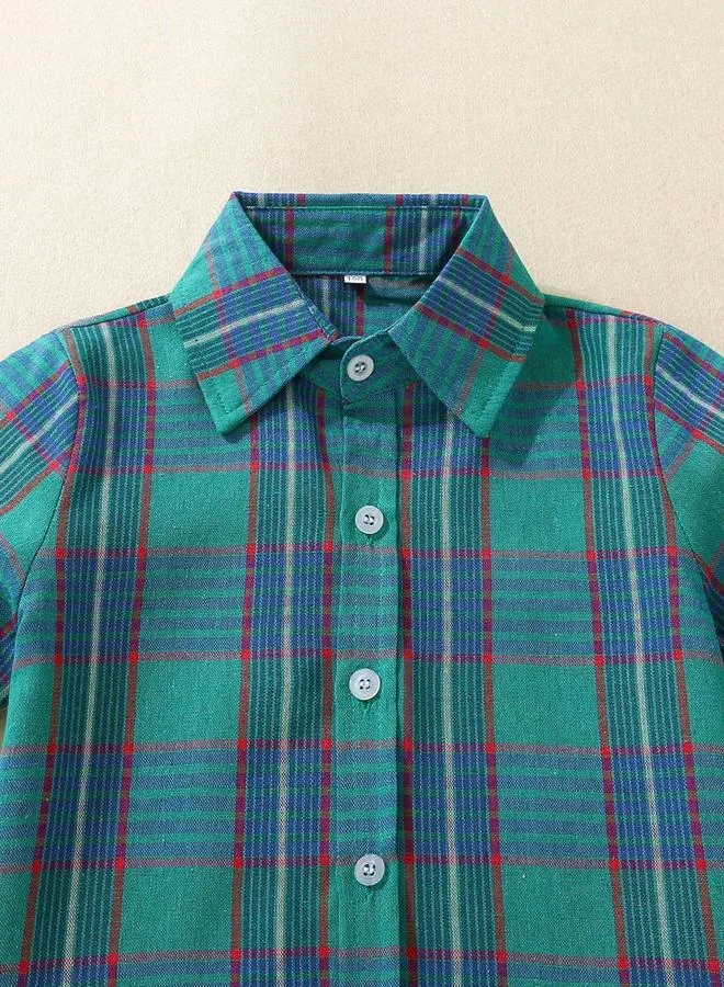 Take Two  Green Checked Short Sleeve Shirt for Men | Best Price UAE