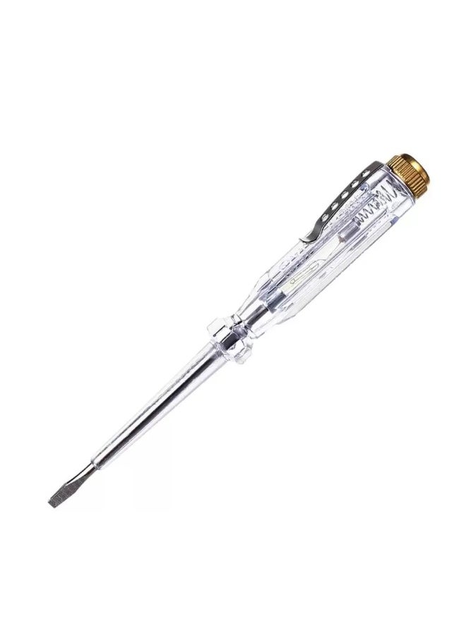 Generic Big Size Voltage Tester 120-250V Slotted Head Screwdriver, Clear Transparent Plastic with Brass Cap 