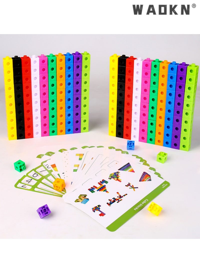 WAOKN Math Cubes for Kids - Kindergarten Math Games - Snap Cubes Counting Blocks for Math - Math Linking Cubes Counting Cubes for Kids - Math Manipulatives 1st Grade - 10 Colors, 100 Cubes - Image 2