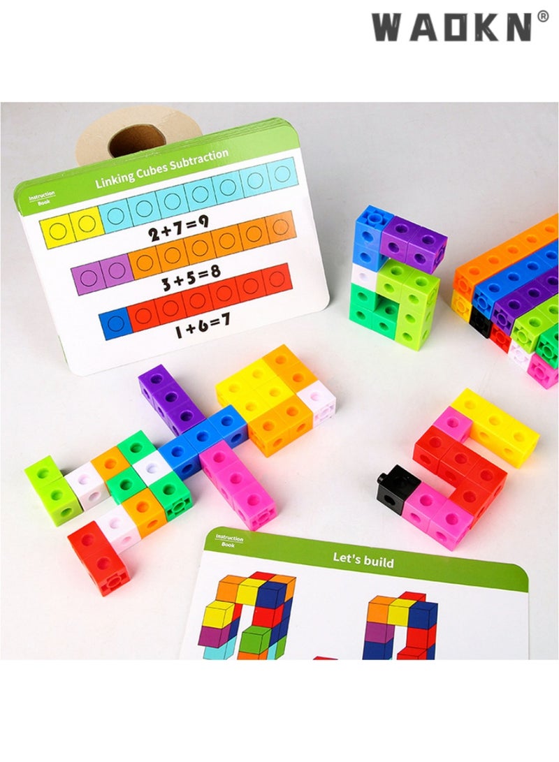 WAOKN Math Cubes for Kids - Kindergarten Math Games - Snap Cubes Counting Blocks for Math - Math Linking Cubes Counting Cubes for Kids - Math Manipulatives 1st Grade - 10 Colors, 100 Cubes - Image 3