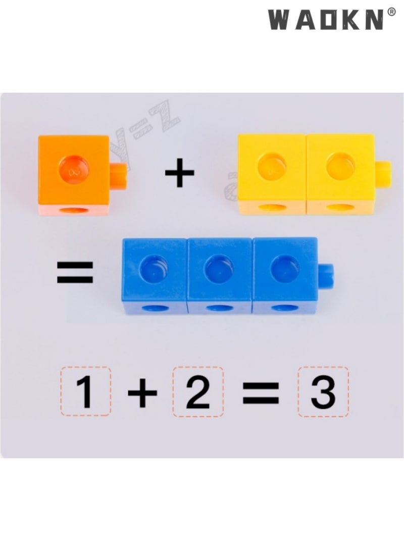 WAOKN Math Cubes for Kids - Kindergarten Math Games - Snap Cubes Counting Blocks for Math - Math Linking Cubes Counting Cubes for Kids - Math Manipulatives 1st Grade - 10 Colors, 100 Cubes - Image 5