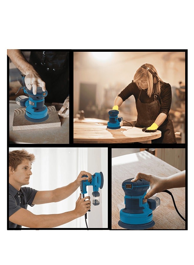 BONAI BN-GW2-125 Orbital Sander, 1000W, 230-240V, 6-Speed, 125mm Pad, Self-Vacuum Dust Collection, Includes P60, P80, P120 Sandpapers, 7000-13000rpm. - Image 4
