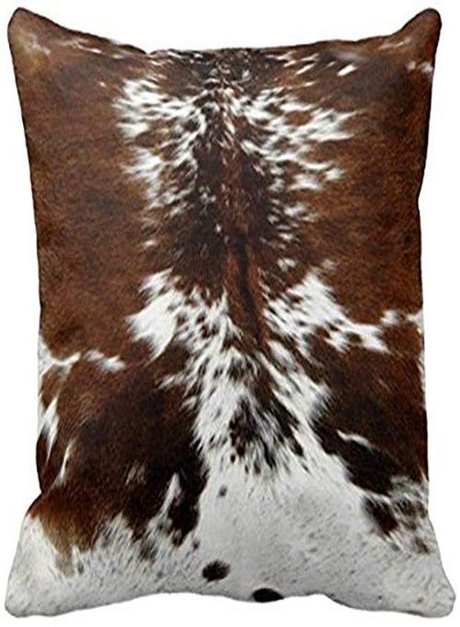 Leaveland Throw Pillowcase 20 x 20 Tri Color Brown Cowhide Print Throw Pillow Cover - Image 1