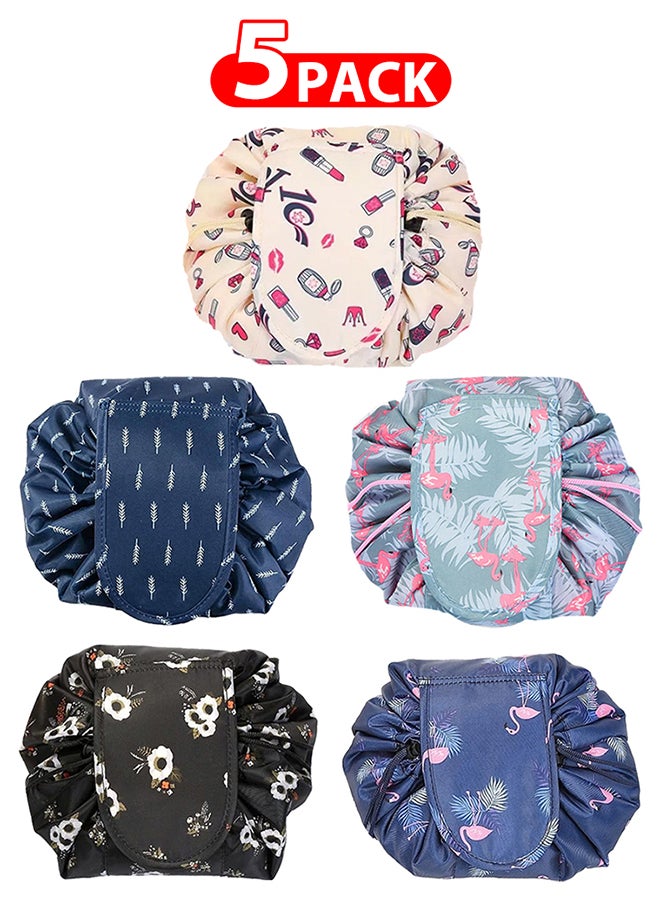 MARGOUN 5 Pack Drawstring Lazy Cosmetic Travel Bag Women Makeup Bag for Travel and Household to Storing Cosmetics - Image 1
