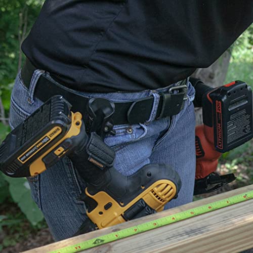 Spider Tool Holster - Dual Tool Kit - Adhesive BitGrippers + Self Locking, Quick Draw Belt Holster Clip for Carrying a Power Drill, Driver, Multitool, Pneumatic, Flashlight, Hammer, Saw and More! - Image 2