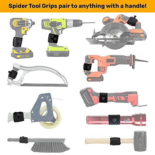 Spider Tool Holster - Dual Tool Kit - Adhesive BitGrippers + Self Locking, Quick Draw Belt Holster Clip for Carrying a Power Drill, Driver, Multitool, Pneumatic, Flashlight, Hammer, Saw and More! - Image 3