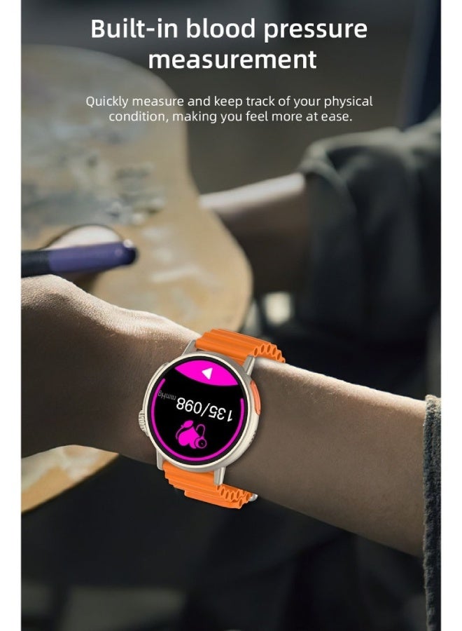AROAQ LT06 Ultra Smart Watch 1.43" IPS HD Screen, Bluetooth Calling, Music Control, Sleep & Health Monitoring, Wireless Charging, Waterproof Smartwatch for Men & Women - Orange - Image 3