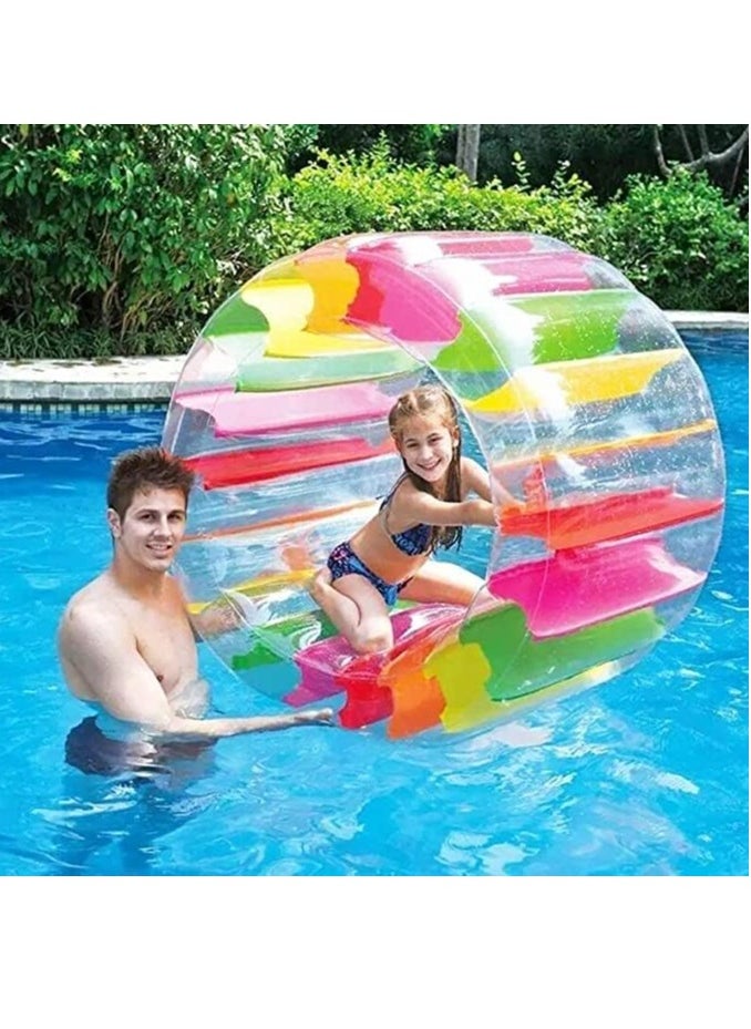 Generic - Inflatable Water Wheel Roller Float 100cm Colorful Water Wheel Float Inflatable Rolling Wheel for Children Swimming Pools Lakes Beaches Lawns Summer Parties Fun for Kids School Gift - Image 1
